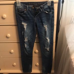 Rampage size 0 skinny Sophie mid Rise ripped jeans